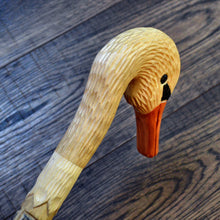 Load image into Gallery viewer, Gift Cane Walking Stick Canes Sticks Reed Staff Wood Wooden Hand-Carved Carving Handmade Cane  Accessories ( Swan )