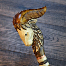 Load image into Gallery viewer, Gift Cane Walking Stick Canes Sticks Reed Staff Wood Wooden Hand-Carved Carving Handmade Cane Accessories ( Goat new )