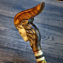 Load image into Gallery viewer, Gift Cane Walking Stick Canes Sticks Reed Staff Wood Wooden Hand-Carved Carving Handmade Cane Accessories ( Goat new )