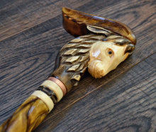 Load image into Gallery viewer, Gift Cane Walking Stick Canes Sticks Reed Staff Wood Wooden Hand-Carved Carving Handmade Cane Accessories ( Goat new )