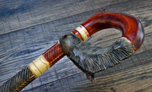 Load image into Gallery viewer, Gift Cane Walking Stick Canes Sticks Reed Staff Wood Wooden Hand-Carved Carving Handmade Cane Accessories ( Wolf red )