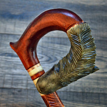 Load image into Gallery viewer, Gift Cane Walking Stick Canes Sticks Reed Staff Wood Wooden Hand-Carved Carving Handmade Cane Accessories ( Wolf red )