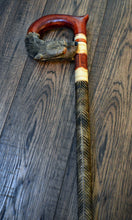 Load image into Gallery viewer, Gift Cane Walking Stick Canes Sticks Reed Staff Wood Wooden Hand-Carved Carving Handmade Cane Accessories ( Wolf red )