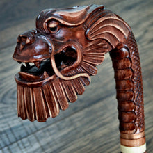 Load image into Gallery viewer, Gift Cane Walking Stick Canes Sticks Reed Staff Wood Wooden Hand-Carved Carving Handmade Cane Accessories ( Dragon old )