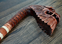 Load image into Gallery viewer, Gift Cane Walking Stick Canes Sticks Reed Staff Wood Wooden Hand-Carved Carving Handmade Cane Accessories ( Dragon old )