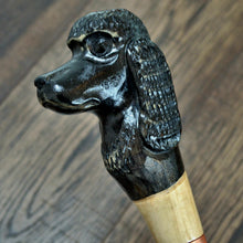 Load image into Gallery viewer, Gift Cane Walking Stick Canes Sticks Reed Staff Wood Wooden Hand-Carved Carving Handmade Cane Accessories ( Poodle black )