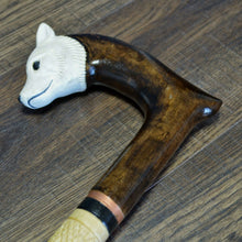 Load image into Gallery viewer, Gift Cane Walking Stick Canes Sticks Reed Staff Wood Wooden Hand-Carved Carving Handmade Cane Accessories ( Husky white )