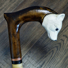 Load image into Gallery viewer, Gift Cane Walking Stick Canes Sticks Reed Staff Wood Wooden Hand-Carved Carving Handmade Cane Accessories ( Husky white )