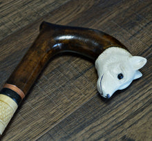 Load image into Gallery viewer, Gift Cane Walking Stick Canes Sticks Reed Staff Wood Wooden Hand-Carved Carving Handmade Cane Accessories ( Husky white )
