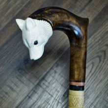 Load image into Gallery viewer, Gift Cane Walking Stick Canes Sticks Reed Staff Wood Wooden Hand-Carved Carving Handmade Cane Accessories ( Husky white )