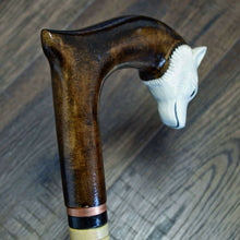 Load image into Gallery viewer, Gift Cane Walking Stick Canes Sticks Reed Staff Wood Wooden Hand-Carved Carving Handmade Cane Accessories ( Husky white )