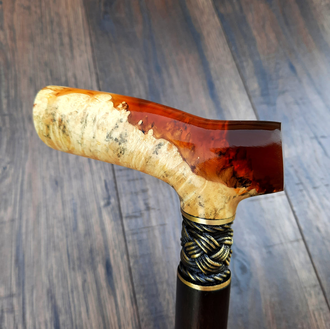 Cane Walking Stick Burl Hybrid Acryl Wood Reed Wooden Walking Cane Sticks Walking Sticks Handcrafted Handmade Cane Exclusive S2