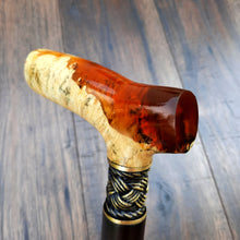 Load image into Gallery viewer, Cane Walking Stick Burl Hybrid Acryl Wood Reed Wooden Walking Cane Sticks Walking Sticks Handcrafted Handmade Cane Exclusive S2
