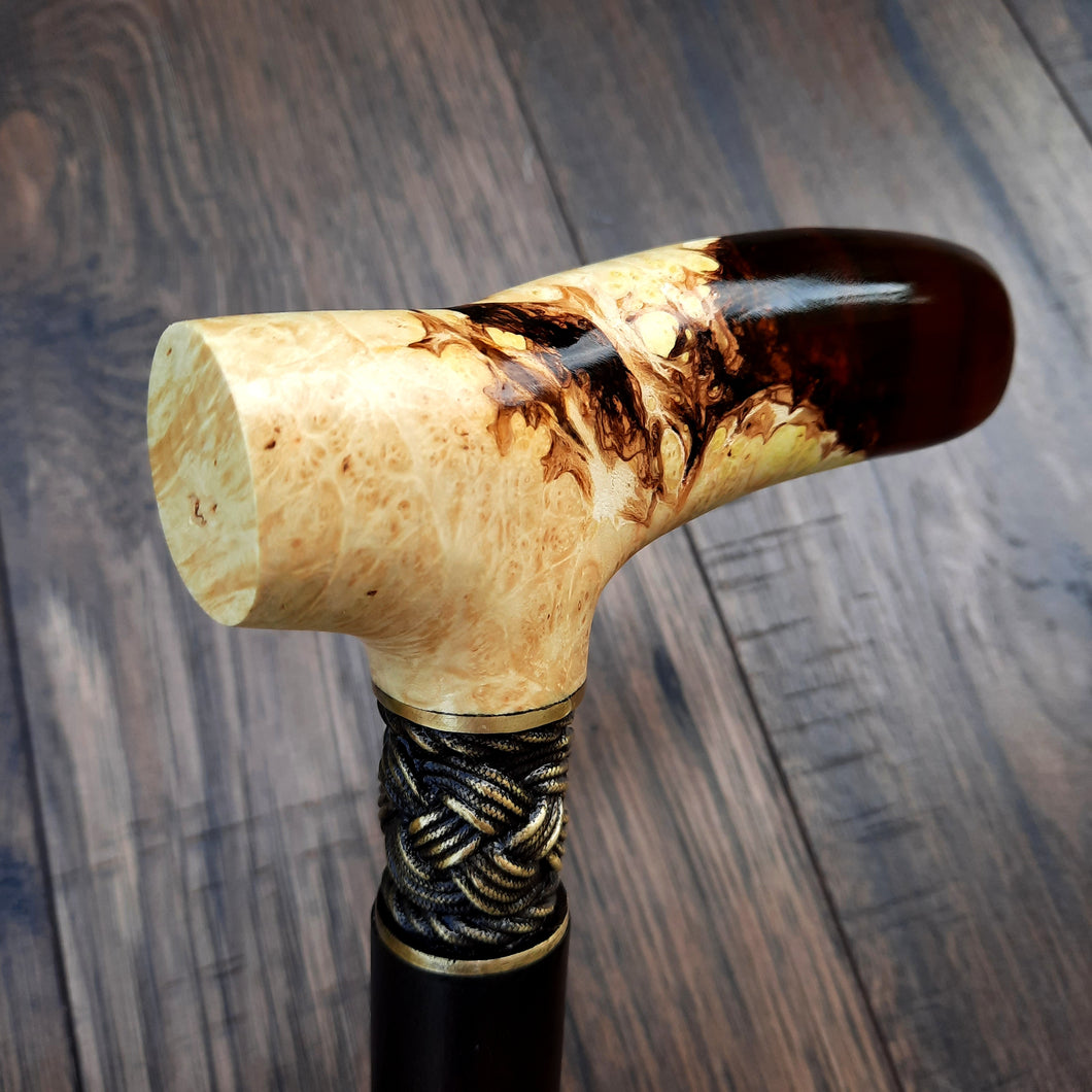 Cane Walking Stick Burl Hybrid Acryl Wood Reed Wooden Walking Cane Sticks Walking Sticks Handcrafted Handmade Cane Exclusive S3