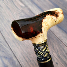 Load image into Gallery viewer, Cane Walking Stick Burl Hybrid Acryl Wood Reed Wooden Walking Cane Sticks Walking Sticks Handcrafted Handmade Cane Exclusive S37
