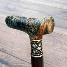 Load image into Gallery viewer, Cane Walking Stick Burl Hybrid Acryl Wood Reed Wooden Walking Cane Sticks Walking Sticks Handcrafted Handmade Cane Exclusive S46
