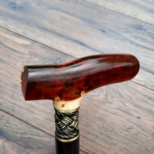 Load image into Gallery viewer, Cane Walking Stick Burl Hybrid Acryl Wood Reed Wooden Walking Cane Sticks Walking Sticks Handcrafted Handmade Cane Exclusive S47
