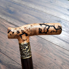 Load image into Gallery viewer, Cane Walking Stick Burl Hybrid Acryl Wood Reed Wooden Walking Cane Sticks Walking Sticks Handcrafted Handmade Cane Exclusive S50
