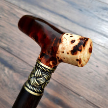 Load image into Gallery viewer, Cane Walking Stick Burl Hybrid Acryl Wood Reed Wooden Walking Cane Sticks Walking Sticks Handcrafted Handmade Cane Exclusive S51
