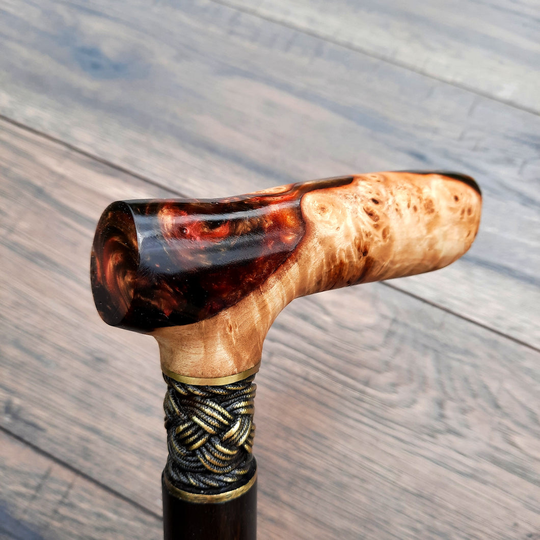 Cane Walking Stick Burl Hybrid Acryl Wood Reed Wooden Walking Cane Sticks Walking Sticks Handcrafted Handmade Cane Exclusive S52