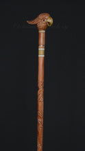 Load and play video in Gallery viewer, Gift Cane Walking Stick Canes Sticks Reed Staff Wood Wooden Hand-Carved Carving Handmade Cane  Accessories ( Cockatoo Parrot Orange )
