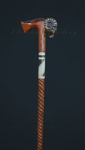 Load and play video in Gallery viewer, Gift Cane Walking Stick Canes Sticks Reed Staff Wood Wooden Hand-Carved Carving Handmade Cane Accessories ( Ram axe )
