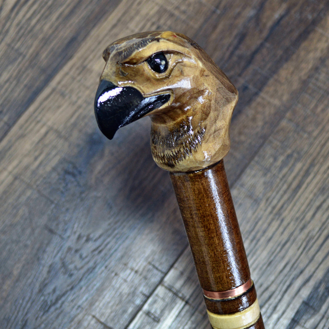 Gift Cane Walking Stick Canes Sticks Reed Staff Wood Wooden Hand-Carved Carving Handmade Cane  Accessories ( Eagle Head Grey )