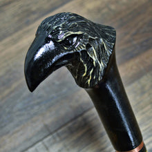 Load image into Gallery viewer, Gift Cane Walking Stick Canes Sticks Reed Staff Wood Wooden Hand-Carved Carving Handmade Cane  Accessories ( Raven )
