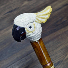 Load image into Gallery viewer, Gift Cane Walking Stick Canes Sticks Reed Staff Wood Wooden Hand-Carved Carving Handmade Cane  Accessories ( Cockatoo Parrot White and Yellow)
