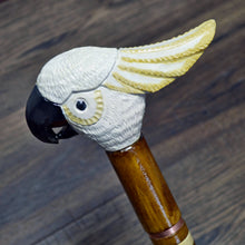 Load image into Gallery viewer, Gift Cane Walking Stick Canes Sticks Reed Staff Wood Wooden Hand-Carved Carving Handmade Cane  Accessories ( Cockatoo Parrot White and Yellow)
