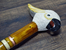 Load image into Gallery viewer, Gift Cane Walking Stick Canes Sticks Reed Staff Wood Wooden Hand-Carved Carving Handmade Cane  Accessories ( Cockatoo Parrot White and Yellow)
