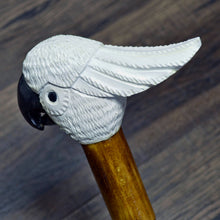 Load image into Gallery viewer, Gift Cane Walking Stick Canes Sticks Reed Staff Wood Wooden Hand-Carved Carving Handmade Cane  Accessories ( Cockatoo Parrot White )
