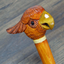 Load image into Gallery viewer, Gift Cane Walking Stick Canes Sticks Reed Staff Wood Wooden Hand-Carved Carving Handmade Cane  Accessories ( Cockatoo Parrot Orange )
