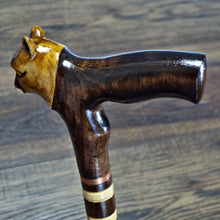 Load image into Gallery viewer, Gift Cane Walking Stick Canes Sticks Reed Staff Wood Wooden Hand-Carved Carving Handmade Cane  Accessories ( Cougar )
