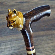 Load image into Gallery viewer, Gift Cane Walking Stick Canes Sticks Reed Staff Wood Wooden Hand-Carved Carving Handmade Cane  Accessories ( Cougar )
