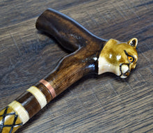 Load image into Gallery viewer, Gift Cane Walking Stick Canes Sticks Reed Staff Wood Wooden Hand-Carved Carving Handmade Cane  Accessories ( Cougar )
