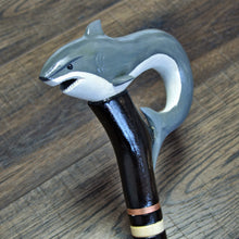 Load image into Gallery viewer, Gift Cane Walking Stick Canes Sticks Reed Staff Wood Wooden Hand-Carved Carving Handmade Cane Accessories ( Shark )

