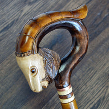 Load image into Gallery viewer, Gift Cane Walking Stick Canes Sticks Reed Staff Wood Wooden Hand-Carved Carving Handmade Cane Accessories ( Goat brown )
