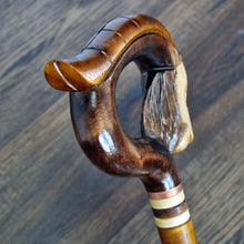 Load image into Gallery viewer, Gift Cane Walking Stick Canes Sticks Reed Staff Wood Wooden Hand-Carved Carving Handmade Cane Accessories ( Goat brown )
