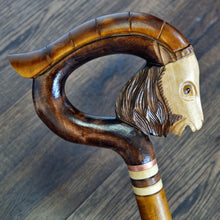 Load image into Gallery viewer, Gift Cane Walking Stick Canes Sticks Reed Staff Wood Wooden Hand-Carved Carving Handmade Cane Accessories ( Goat brown )
