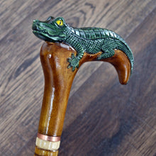 Load image into Gallery viewer, Gift Cane Walking Stick Canes Sticks Reed Staff Wood Wooden Hand-Carved Carving Handmade Cane Accessories ( Crocodile )
