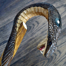 Load image into Gallery viewer, Gift Cane Walking Stick Canes Sticks Reed Staff Wood Wooden Hand-Carved Carving Handmade Cane Accessories ( Cobra brown )
