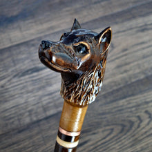 Load image into Gallery viewer, Gift Cane Walking Stick Canes Sticks Reed Staff Wood Wooden Hand-Carved Carving Handmade Cane  Accessories ( Dog )
