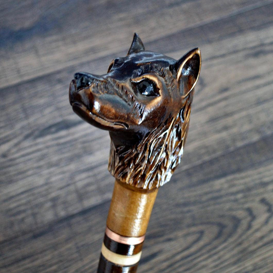 Gift Cane Walking Stick Canes Sticks Reed Staff Wood Wooden Hand-Carved Carving Handmade Cane  Accessories ( Dog )