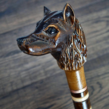 Load image into Gallery viewer, Gift Cane Walking Stick Canes Sticks Reed Staff Wood Wooden Hand-Carved Carving Handmade Cane  Accessories ( Dog )
