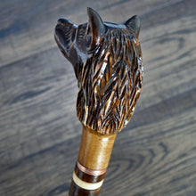 Load image into Gallery viewer, Gift Cane Walking Stick Canes Sticks Reed Staff Wood Wooden Hand-Carved Carving Handmade Cane  Accessories ( Dog )
