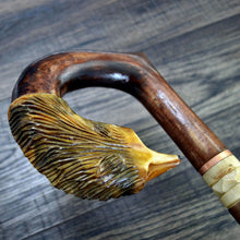 Load image into Gallery viewer, Gift Cane Walking Stick Canes Sticks Reed Staff Wood Wooden Hand-Carved Carving Handmade Cane Accessories ( Fox )
