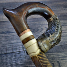 Load image into Gallery viewer, Gift Cane Walking Stick Canes Sticks Reed Staff Wood Wooden Hand-Carved Carving Handmade Cane Accessories ( Wolf brown )

