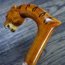 Load image into Gallery viewer, Gift Cane Walking Stick Canes Sticks Reed Staff Wood Wooden Hand-Carved Carving Handmade Cane Accessories ( Tiger )
