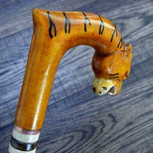 Load image into Gallery viewer, Gift Cane Walking Stick Canes Sticks Reed Staff Wood Wooden Hand-Carved Carving Handmade Cane Accessories ( Tiger )
